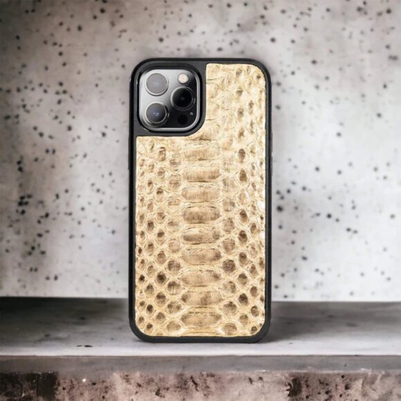 Exotic Python Leather Case for iPhone 12 Pro Max - Bright Gold - Picture 3 of 5